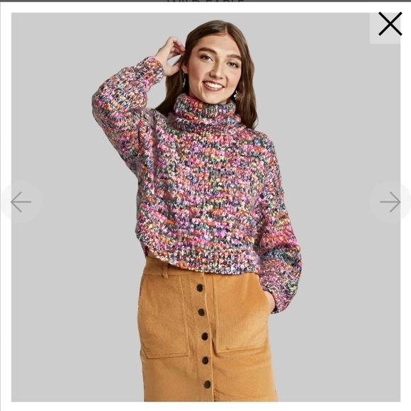Wild fable multicolor space dye cropped oversized turtleneck pullover sweater - Picture 3 of 15